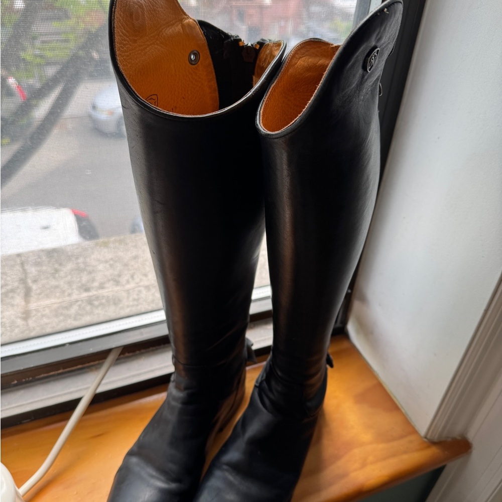 Ovation Mirabella in Women Boot Black Leather Zip Up Riding Boot 39 Wide
